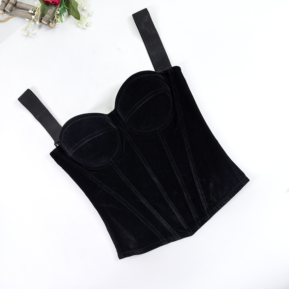 Womens Velvet Bustier Corset Top Body Shaper for Slimming Night Party Wear